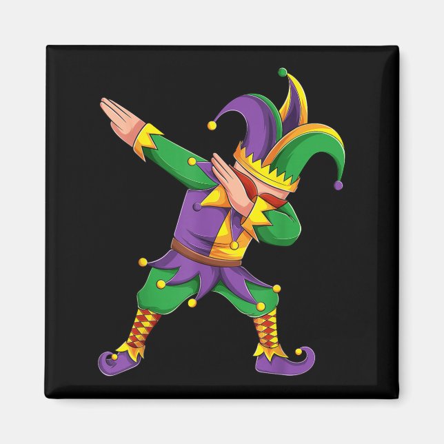 Funny Mardi Gras Outfit Dabbing Jester New Orleans Magnet (Front)