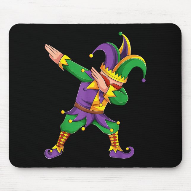 Funny Mardi Gras Outfit Dabbing Jester New Orleans Mouse Mat (Front)