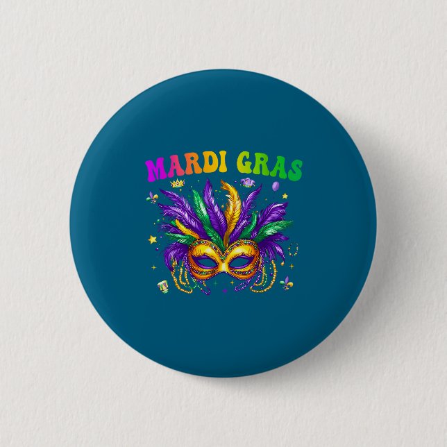 Funny Mardi Gras Parade Outfit Jester Hat Men Wome 6 Cm Round Badge (Front)