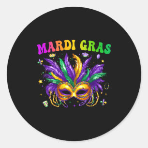 Funny Mardi Gras Parade Outfit Jester Hat Men Wome Classic Round Sticker