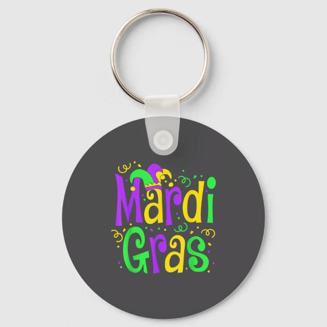 Funny Mardi Gras Parade Outfit Jester Hat Men Wome Key Ring (Front)