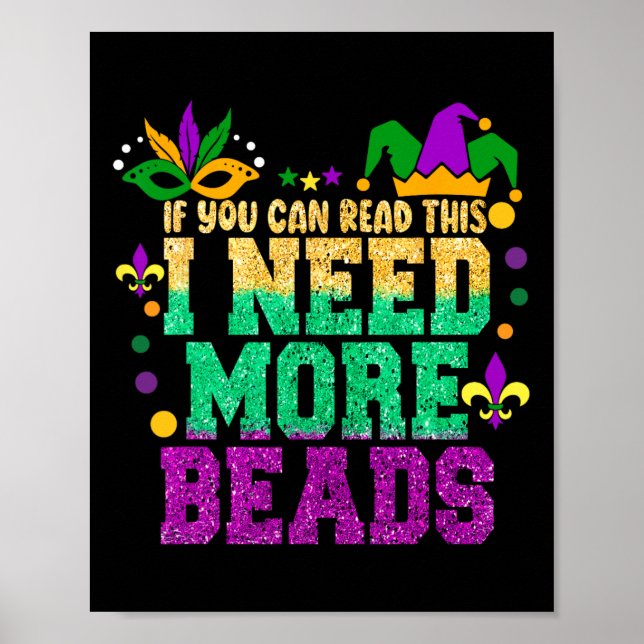 Funny Mardi Gras Party Mask Costume Men Women Kids Poster (Front)