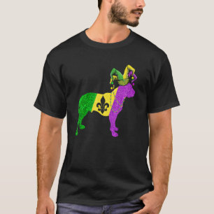 Funny Mardi Gras Pitbull Dog Mardi Gras Hat Beads T-Shirt