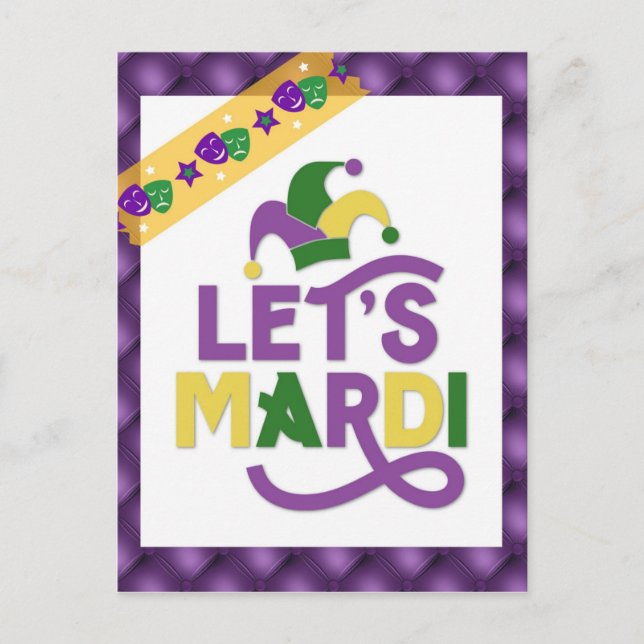 Funny Mardi Gras Purple Gold Postcard (Front)
