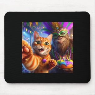 Funny Mardi Gras Selfie Cat Bigfoot Quote _2  Mouse Mat