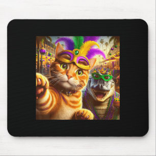 Funny Mardi Gras Selfie Cat Gator Crocodile Quote Mouse Mat