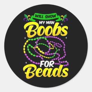 Funny Mardi Gras Shirt For Men Classic Round Sticker