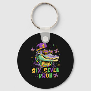 Funny Mardi Gras Six Seven Bruh Key Ring
