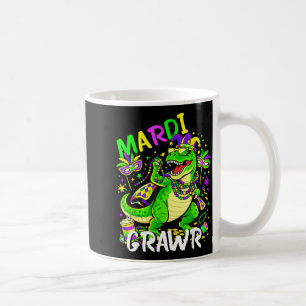 Funny Mardi Grawr T-rex Dino Retro Mardi Gras Dino Coffee Mug