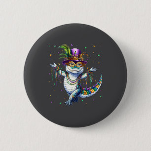 Funny Mardigator Mardi Gras Alligator Dancing Carn 6 Cm Round Badge