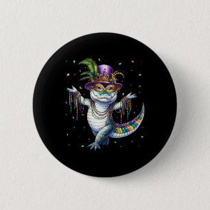 Funny Mardigator Mardi Gras Alligator Dancing Carn 6 Cm Round Badge