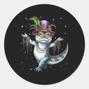 Funny Mardigator Mardi Gras Alligator Dancing Carn Classic Round Sticker