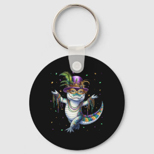Funny Mardigator Mardi Gras Alligator Dancing Carn Key Ring