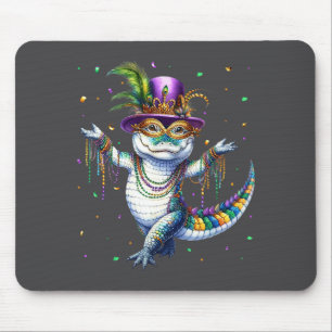 Funny Mardigator Mardi Gras Alligator Dancing Carn Mouse Mat