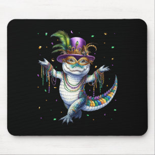 Funny Mardigator Mardi Gras Alligator Dancing Carn Mouse Mat