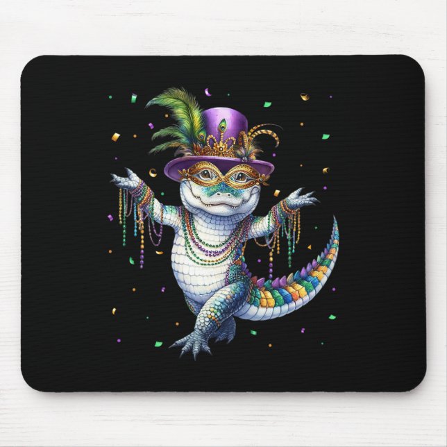 Funny Mardigator Mardi Gras Alligator Dancing Carn Mouse Mat (Front)