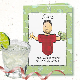 Funny Margarita Male Cartoon Birthday Card