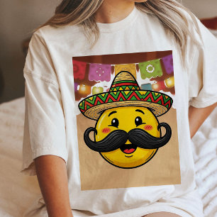 Funny Mariachi Emoji With Sombrero & Moustache Tri-Blend Shirt