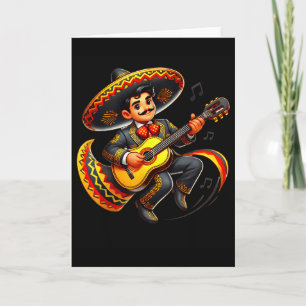 Funny Mariachi Sombrero Cinco De Mayo Guitar Men F Card