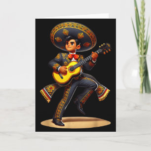 Funny Mariachi Sombrero Cinco De Mayo Guitar Men F Card