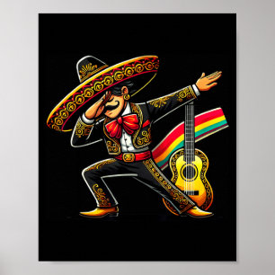 Funny Mariachi Sombrero Cinco De Mayo Guitar Men F Poster
