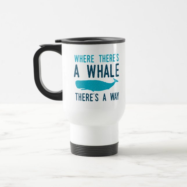 Funny Marine Biology Pun Where Theres A Whale Travel Mug (Left)