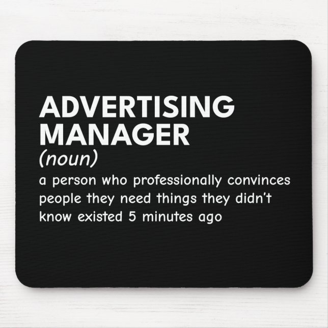 Funny Marketing Manager Definition Mouse Mat (Front)