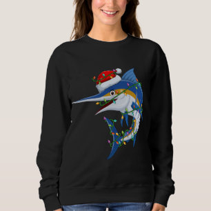 Funny Marlin Fish Lover Xmas Santa Hat Marlin Chri Sweatshirt