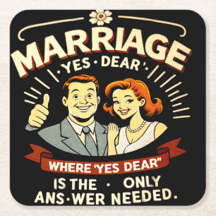 Funny Marriage, Anniversary Gift Square Paper Coaster