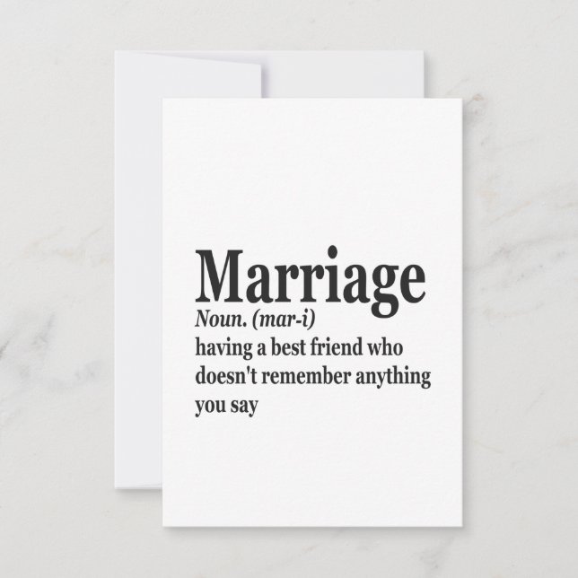 Funny Marriage Definition Couple Husband Wife Gift Thank You Card (Front)