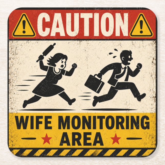 Funny Marriage Humour Square Paper Coaster (Front)