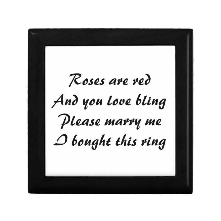 Funny Marriage Proposal Poem on Ring Gift Box Zazzle