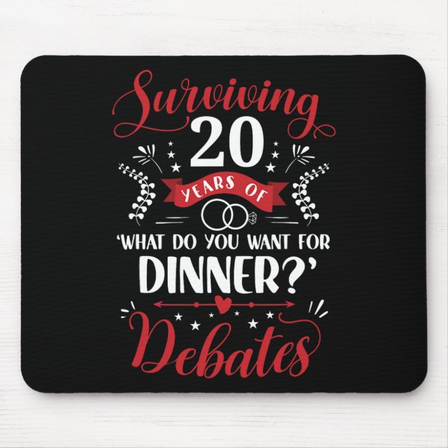 Funny Married Couples Him Or Her 20th Wedding Anni Mouse Mat (Front)