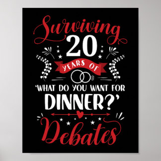 Funny Married Couples Him Or Her 20th Wedding Anni Poster
