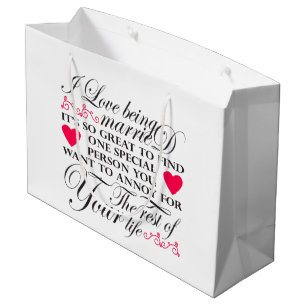 Funny Married life word art Anniversary Large Gift Bag