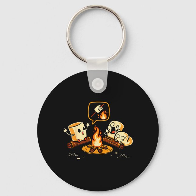 Funny Marshmallow Campfire Y Story Roasting Smore Key Ring (Front)