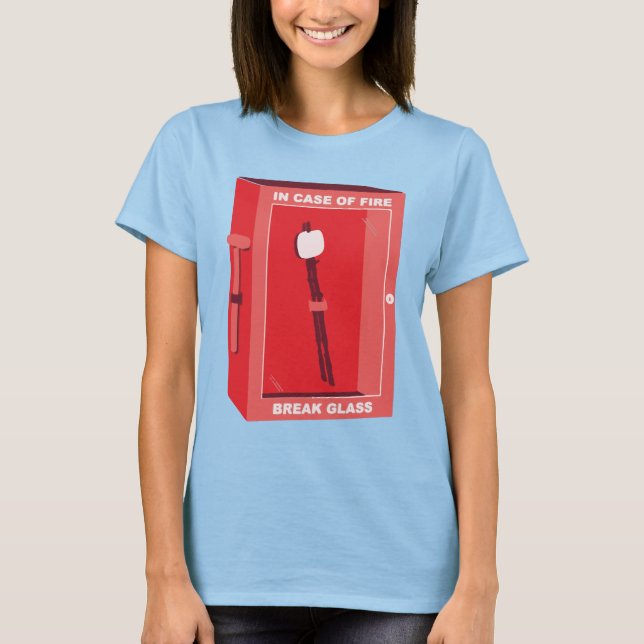 Funny Marshmallow Cartoon - In Case Of Fire T-Shirt (Front)