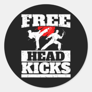Funny Martial Arts Free Head Kicks Classic Round Sticker