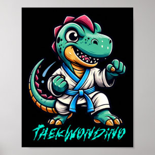 Funny Martial Arts Karate Taekwondo Dino Animal Cu Poster
