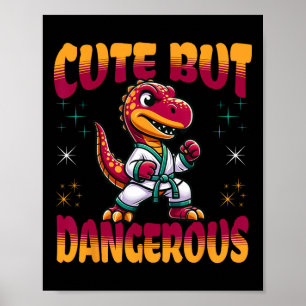 Funny Martial Arts Karate Taekwondo Dinosaur Anima Poster
