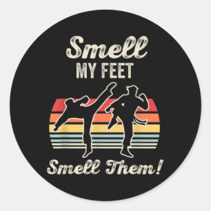 Funny Martial Arts Retro Sunset Karate Taekwondo Classic Round Sticker