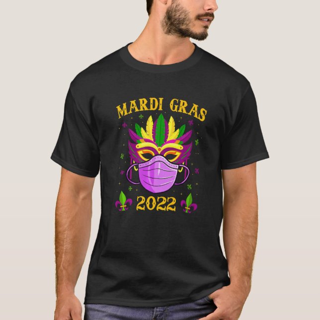 Funny Mask And Face Mask Awesome Mardi Gras Outfit T-Shirt (Front)