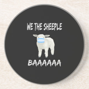 Funny mask sheep sheeple wearing face mask coaster