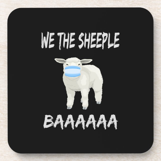 Funny mask sheep | sheeple wearing face mask coaster (Front)
