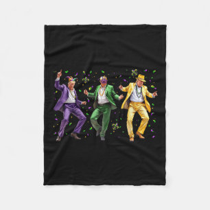 Funny Masked Trump Dance Mardi Gras New Orleans Fleece Blanket