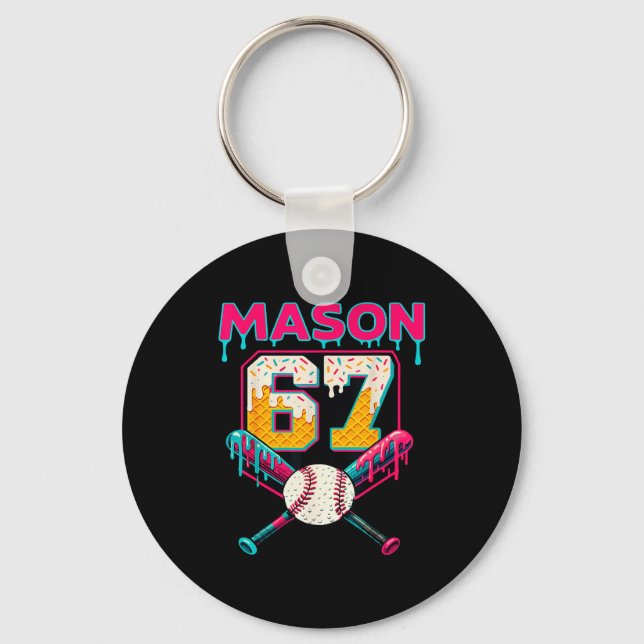 Funny Mason 67 Six Seven Srt Meme Ice Cream Drip G Key Ring (Front)