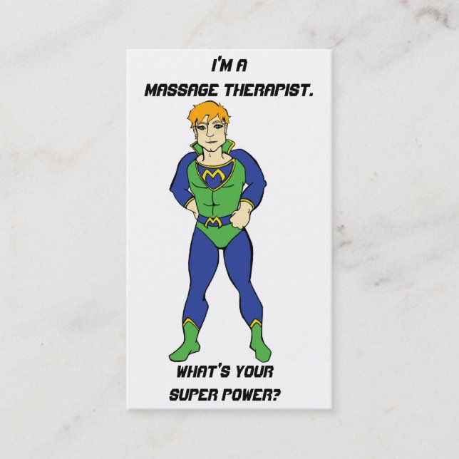 Funny Massage Hero Business Cards (Front)