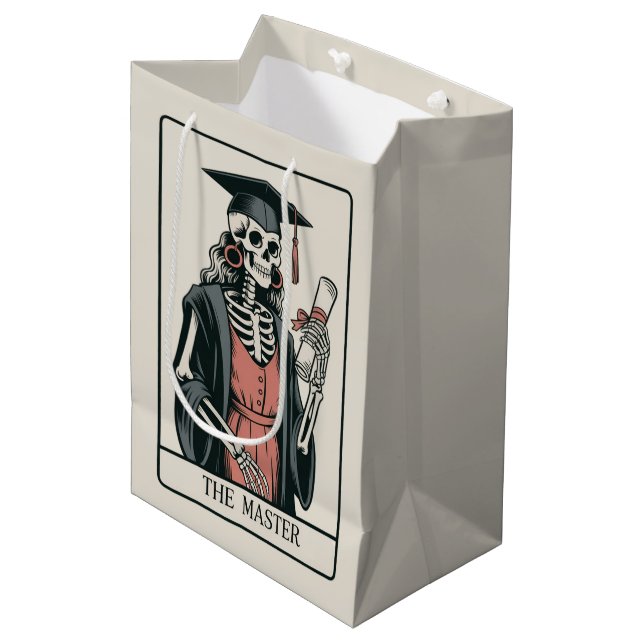 Funny Master Graduation Gift Skeleton Graduate  Medium Gift Bag (Front Angled)