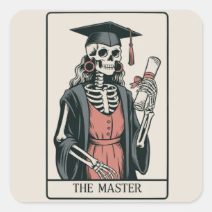 Funny Master Graduation Gift Skeleton Graduate Square Sticker