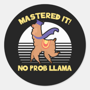 Funny Master Graduation Llama Graduate Joke Classic Round Sticker